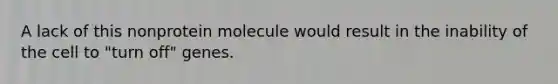 A lack of this nonprotein molecule would result in the inability of the cell to "turn off" genes.