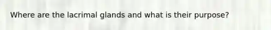 Where are the lacrimal glands and what is their purpose?