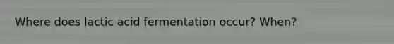 Where does lactic acid fermentation occur? When?