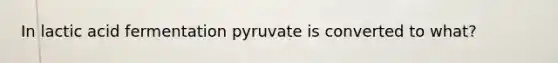 In lactic acid fermentation pyruvate is converted to what?