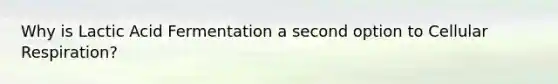 Why is Lactic Acid Fermentation a second option to Cellular Respiration?