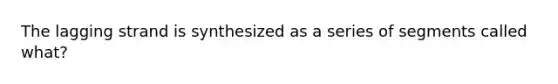 The lagging strand is synthesized as a series of segments called what?