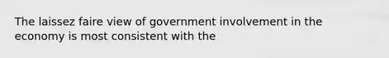 The laissez faire view of government involvement in the economy is most consistent with the