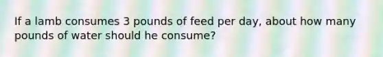 If a lamb consumes 3 pounds of feed per day, about how many pounds of water should he consume?