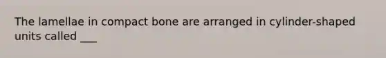 The lamellae in compact bone are arranged in cylinder-shaped units called ___