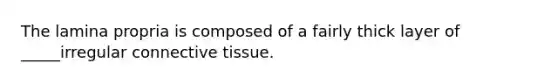 The lamina propria is composed of a fairly thick layer of _____irregular connective tissue.