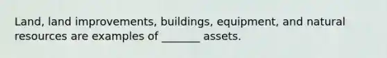 Land, land improvements, buildings, equipment, and natural resources are examples of _______ assets.