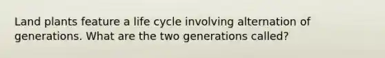 Land plants feature a life cycle involving alternation of generations. What are the two generations called?