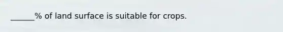 ______% of land surface is suitable for crops.