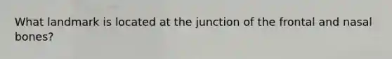 What landmark is located at the junction of the frontal and nasal bones?