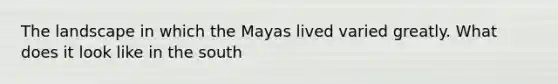 The landscape in which the Mayas lived varied greatly. What does it look like in the south