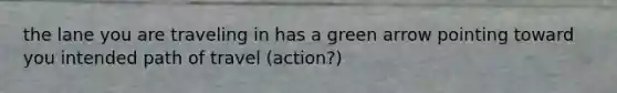the lane you are traveling in has a green arrow pointing toward you intended path of travel (action?)