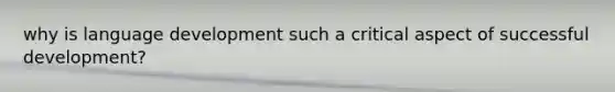 why is language development such a critical aspect of successful development?