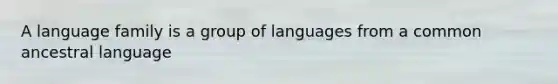 A language family is a group of languages from a common ancestral language