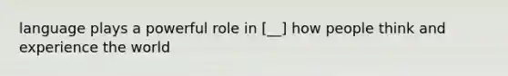 language plays a powerful role in [__] how people think and experience the world