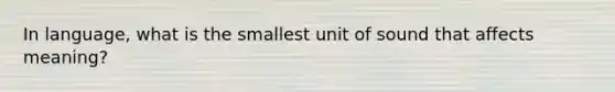 In language, what is the smallest unit of sound that affects meaning?