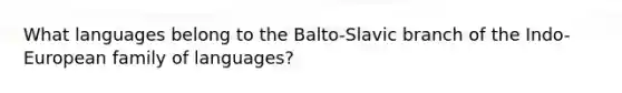 What languages belong to the Balto-Slavic branch of the Indo-European family of languages?