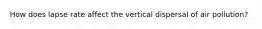 How does lapse rate affect the vertical dispersal of air pollution?