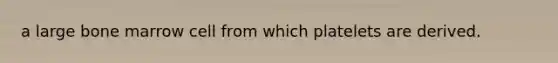 a large bone marrow cell from which platelets are derived.