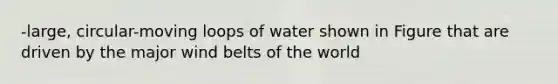 -large, circular-moving loops of water shown in Figure that are driven by the major wind belts of the world