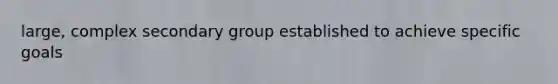 large, complex secondary group established to achieve specific goals