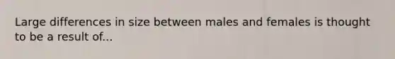 Large differences in size between males and females is thought to be a result of​...