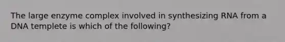 The large enzyme complex involved in synthesizing RNA from a DNA templete is which of the following?