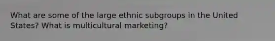 What are some of the large ethnic subgroups in the United States? What is multicultural marketing?