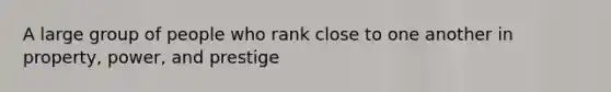 A large group of people who rank close to one another in property, power, and prestige