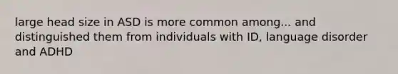 large head size in ASD is more common among... and distinguished them from individuals with ID, language disorder and ADHD