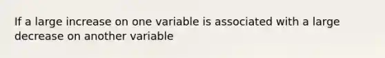 If a large increase on one variable is associated with a large decrease on another variable