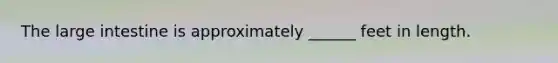The <a href='https://www.questionai.com/knowledge/kGQjby07OK-large-intestine' class='anchor-knowledge'>large intestine</a> is approximately ______ feet in length.