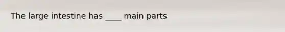 The large intestine has ____ main parts