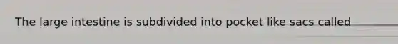 The large intestine is subdivided into pocket like sacs called
