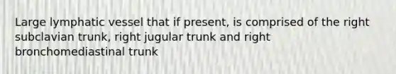 Large lymphatic vessel that if present, is comprised of the right subclavian trunk, right jugular trunk and right bronchomediastinal trunk