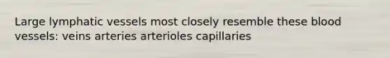 Large lymphatic vessels most closely resemble these blood vessels: veins arteries arterioles capillaries