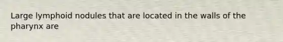 Large lymphoid nodules that are located in the walls of <a href='https://www.questionai.com/knowledge/ktW97n6hGJ-the-pharynx' class='anchor-knowledge'>the pharynx</a> are