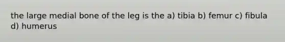 the large medial bone of the leg is the a) tibia b) femur c) fibula d) humerus