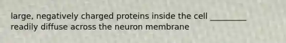 large, negatively charged proteins inside the cell _________ readily diffuse across the neuron membrane