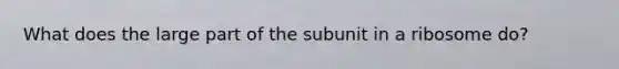 What does the large part of the subunit in a ribosome do?