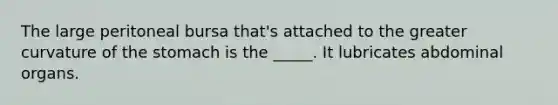 The large peritoneal bursa that's attached to the greater curvature of the stomach is the _____. It lubricates abdominal organs.