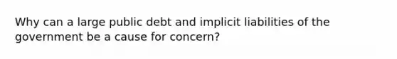 Why can a large public debt and implicit liabilities of the government be a cause for concern?