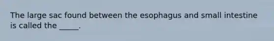 The large sac found between the esophagus and small intestine is called the _____.