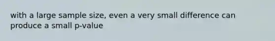 with a large sample size, even a very small difference can produce a small p-value