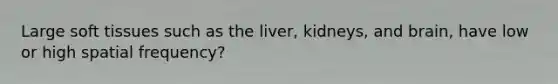 Large soft tissues such as the liver, kidneys, and brain, have low or high spatial frequency?