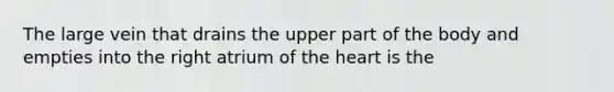 The large vein that drains the upper part of the body and empties into the right atrium of <a href='https://www.questionai.com/knowledge/kya8ocqc6o-the-heart' class='anchor-knowledge'>the heart</a> is the