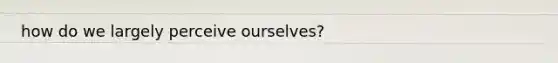 how do we largely perceive ourselves?