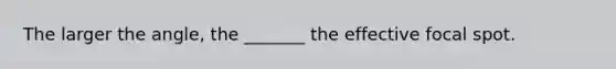 The larger the angle, the _______ the effective focal spot.