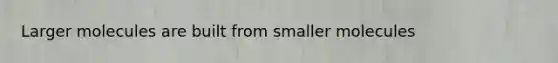 Larger molecules are built from smaller molecules