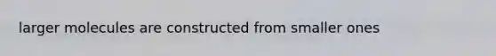 larger molecules are constructed from smaller ones